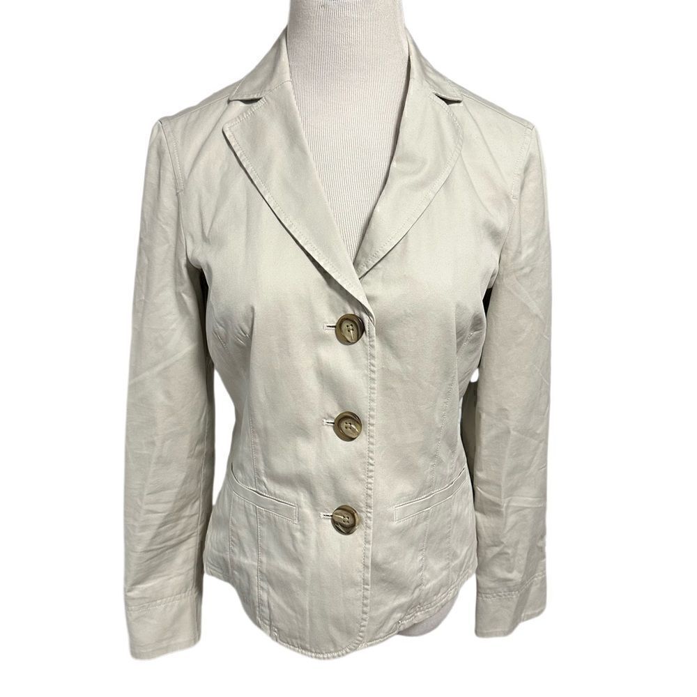 NEW! LL Bean Light Khaki Three Button Cotton Jacket Sz 8